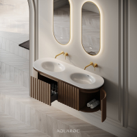 Belgravia Double Vanity Unit & Stone Basin 1400mm Smoked Oak